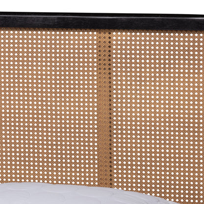 Baxton Studio - Elston Queen Size Bed in Brown/charcoal - MG0056-Walnut Rattan/Black-Queen view 4