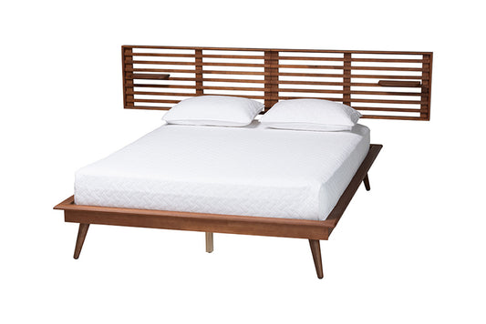 Baxton Studio - Elvina Queen Size Bed - MG0228-AshWalnut-Queen view 1