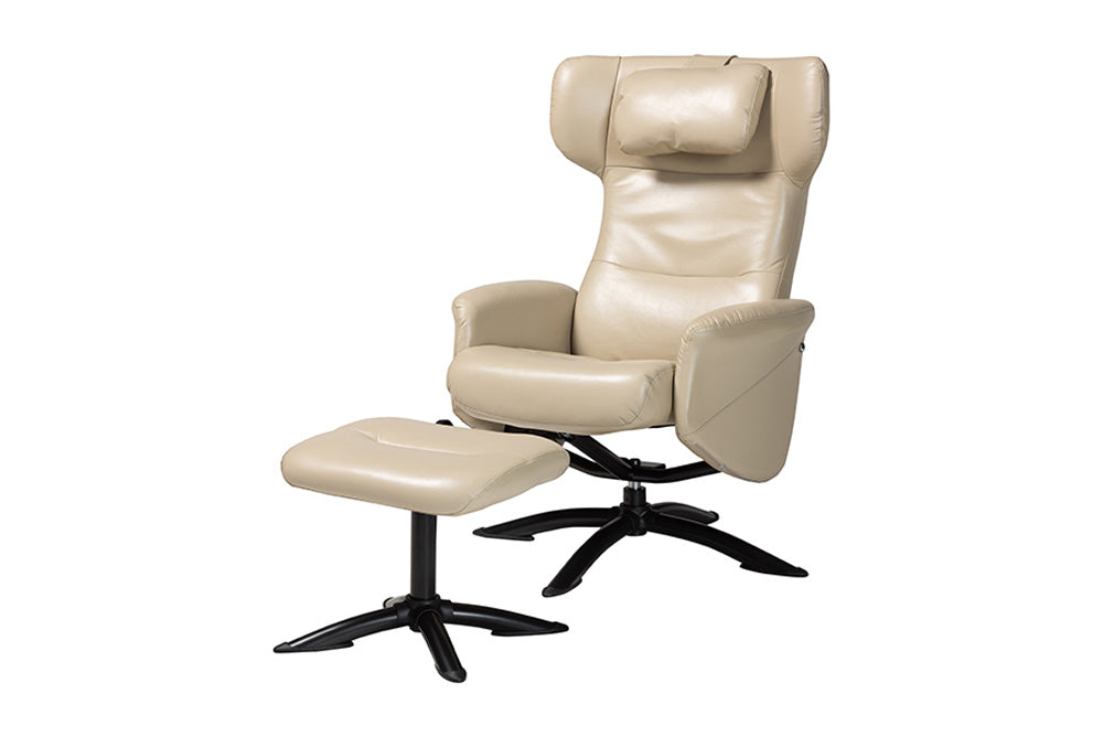 Baxton Studio - Elwood Chair with Footstool - BT-70837-04-Beige-LoungeChair view 1