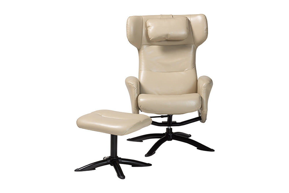 Baxton Studio - Elwood Chair with Footstool - BT-70837-04-Beige-LoungeChair view 3