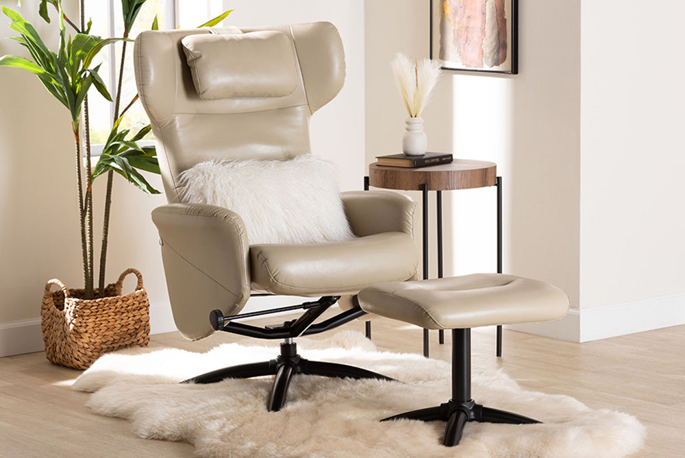 Baxton Studio - Elwood Chair with Footstool - BT-70837-04-Beige-LoungeChair view 5