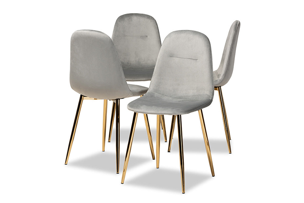 Baxton Studio - Elyse Dining Chair Set of 4 - DC150-Grey Velvet/Gold-DC view 1