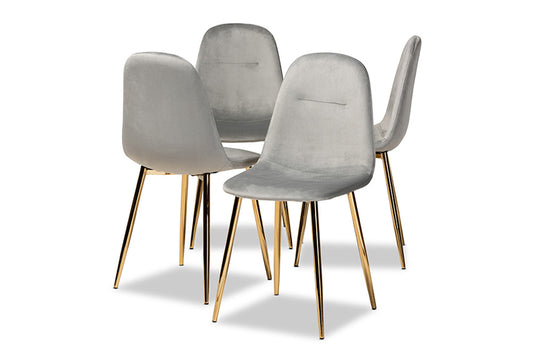 Baxton Studio - Elyse Dining Chair Set of 4 - DC150-Grey Velvet/Gold-DC view 1