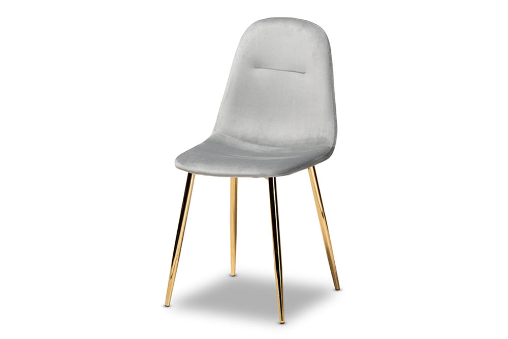 Baxton Studio - Elyse Dining Chair Set of 4 - DC150-Grey Velvet/Gold-DC view 2