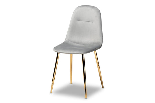 Baxton Studio - Elyse Dining Chair Set of 4 - DC150-Grey Velvet/Gold-DC view 2