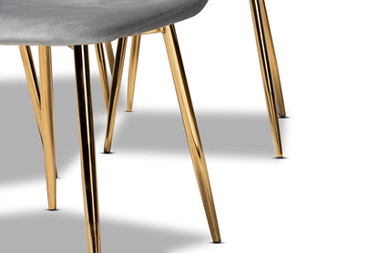 Baxton Studio - Elyse Dining Chair Set of 4 - DC150-Grey Velvet/Gold-DC view 4