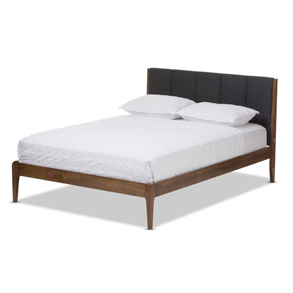 Baxton Studio - Ember Queen Size Bed in Grey/"Walnut" Brown - SW8063-Grey/Walnut-M7-Queen view 1