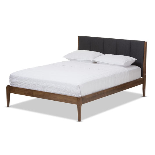 Baxton Studio - Ember Queen Size Bed in Grey/"Walnut" Brown - SW8063-Grey/Walnut-M7-Queen view 1