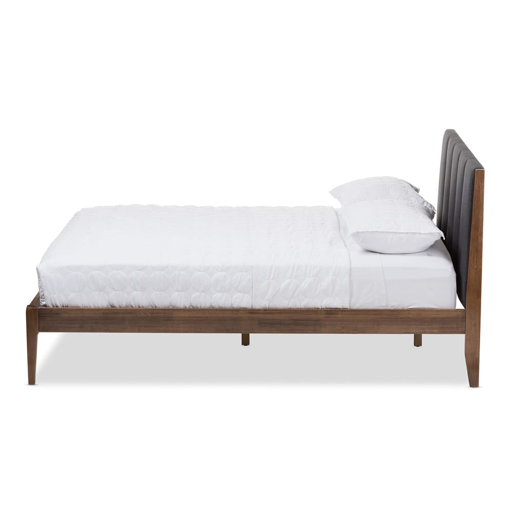 Baxton Studio - Ember Queen Size Bed in Grey/"Walnut" Brown - SW8063-Grey/Walnut-M7-Queen view 2
