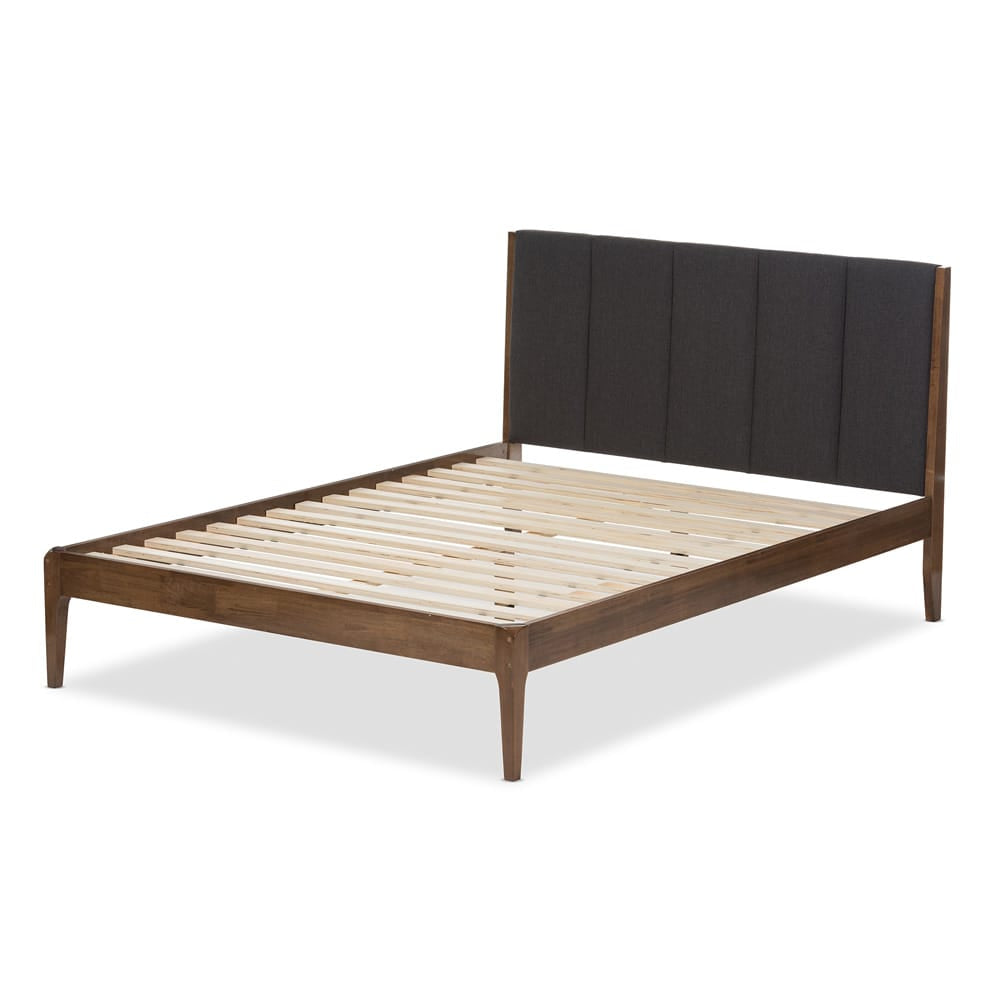 Baxton Studio - Ember Queen Size Bed in Grey/"Walnut" Brown - SW8063-Grey/Walnut-M7-Queen view 3