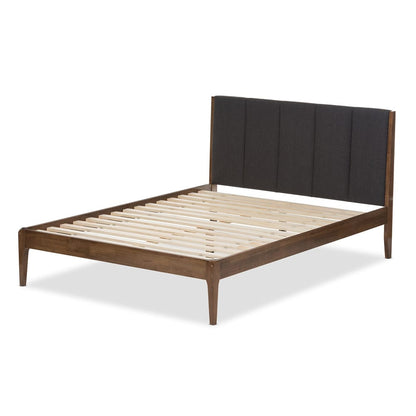 Baxton Studio - Ember Queen Size Bed in Grey/"Walnut" Brown - SW8063-Grey/Walnut-M7-Queen view 3