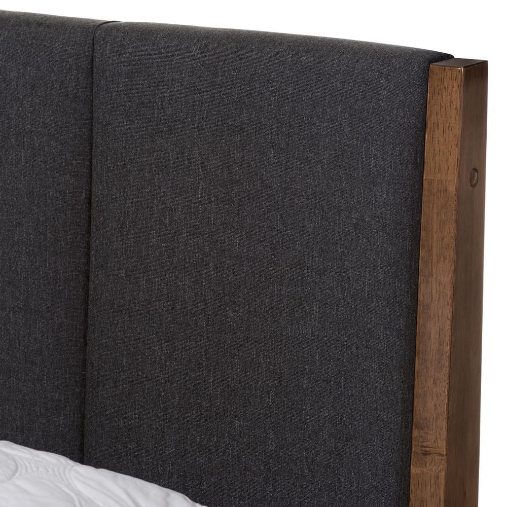 Baxton Studio - Ember Queen Size Bed in Grey/"Walnut" Brown - SW8063-Grey/Walnut-M7-Queen view 4