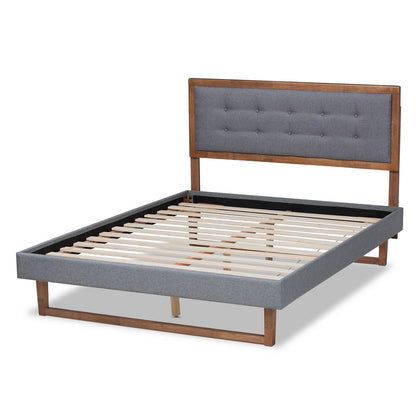 Baxton Studio - Emele Queen Size Bed in Dark Grey/Ash walnut - Emele-Dark Grey/Ash Walnut-Queen view 3
