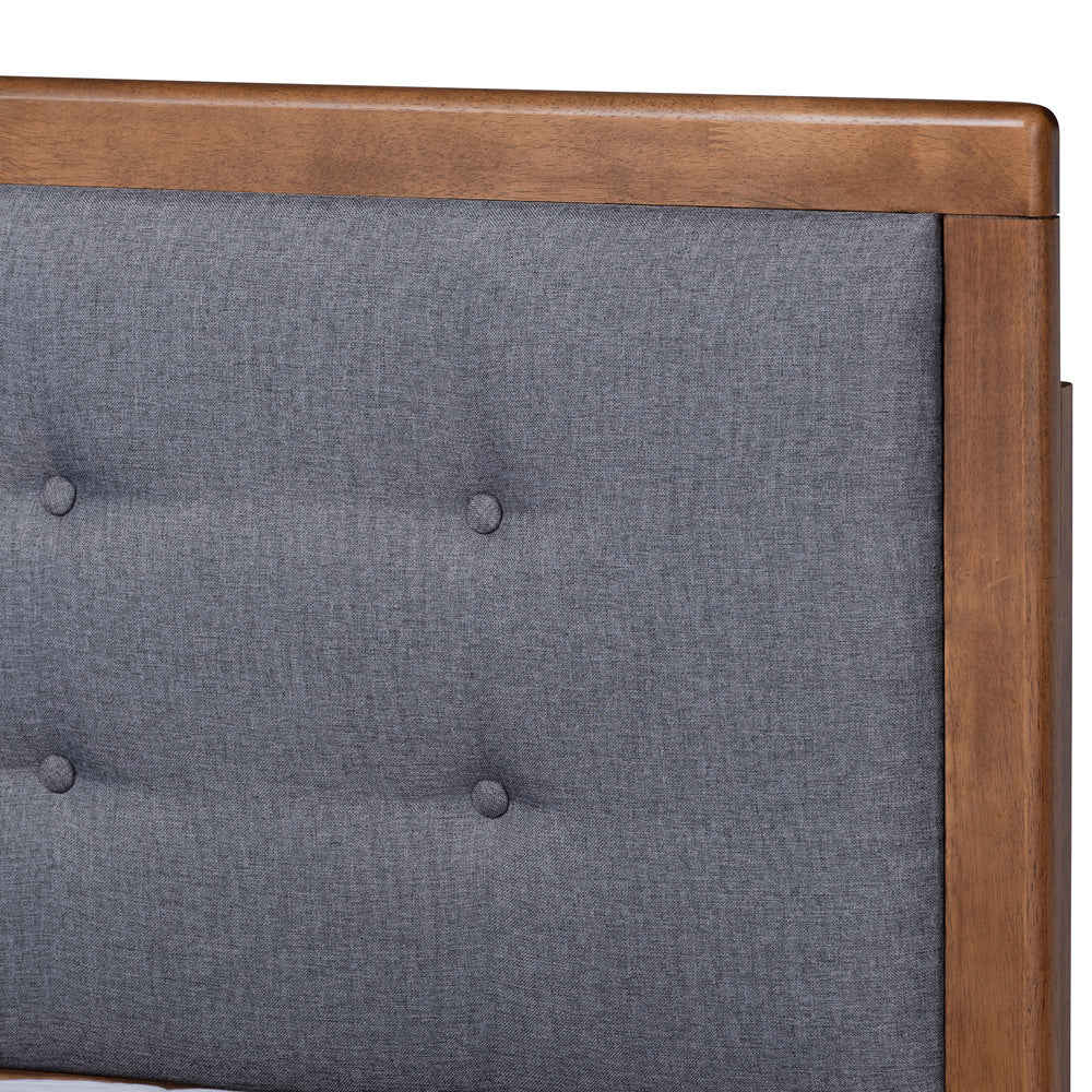 Baxton Studio - Emele Queen Size Bed in Dark Grey/Ash walnut - Emele-Dark Grey/Ash Walnut-Queen view 4