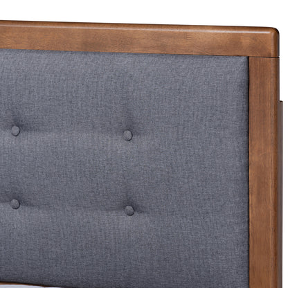 Baxton Studio - Emele Queen Size Bed in Dark Grey/Ash walnut - Emele-Dark Grey/Ash Walnut-Queen view 4