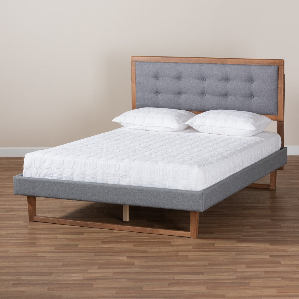 Baxton Studio - Emele Queen Size Bed in Dark Grey/Ash walnut - Emele-Dark Grey/Ash Walnut-Queen view 7