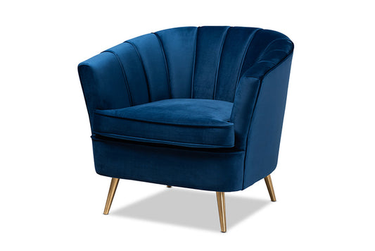 Baxton Studio - Emeline Chair - TSF-66161-Navy/Gold-CC view 1