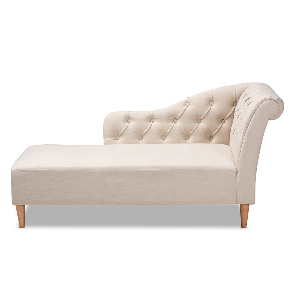 Baxton Studio - Emeline Chaise in Beige - CFCL1-Beige/Oak-KD Chaise view 1
