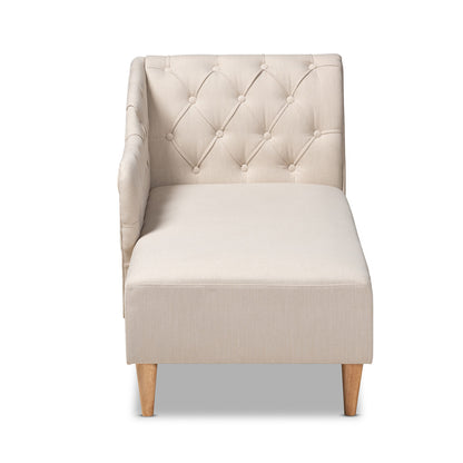 Baxton Studio - Emeline Chaise in Beige - CFCL1-Beige/Oak-KD Chaise view 2