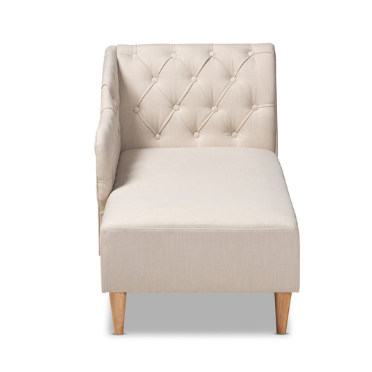 Baxton Studio - Emeline Chaise in Beige - CFCL1-Beige/Oak-KD Chaise view 2