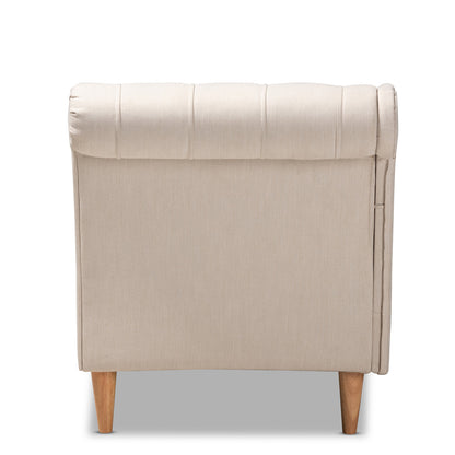 Baxton Studio - Emeline Chaise in Beige - CFCL1-Beige/Oak-KD Chaise view 3