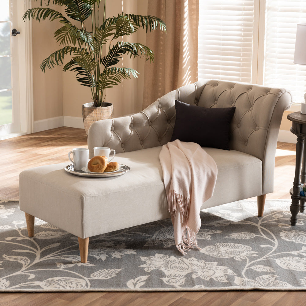 Baxton Studio - Emeline Chaise in Beige - CFCL1-Beige/Oak-KD Chaise view 6