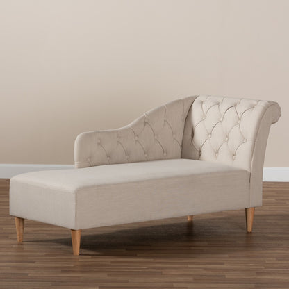 Baxton Studio - Emeline Chaise in Beige - CFCL1-Beige/Oak-KD Chaise view 7