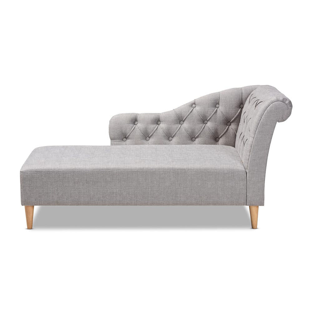 Baxton Studio - Emeline Chaise in Gray - CFCL1-Grey/Oak-KD Chaise view 1