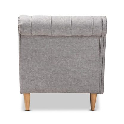 Baxton Studio - Emeline Chaise in Gray - CFCL1-Grey/Oak-KD Chaise view 3