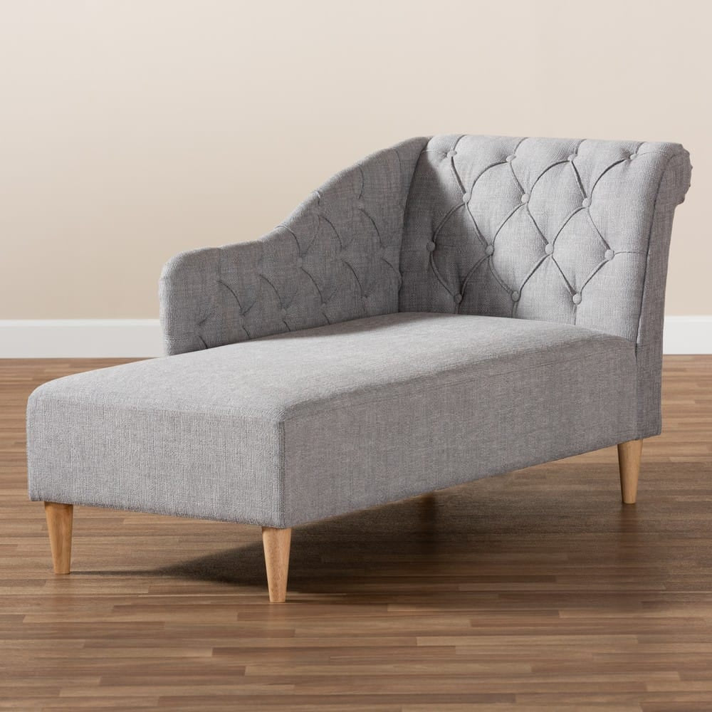 Baxton Studio - Emeline Chaise in Gray - CFCL1-Grey/Oak-KD Chaise view 7