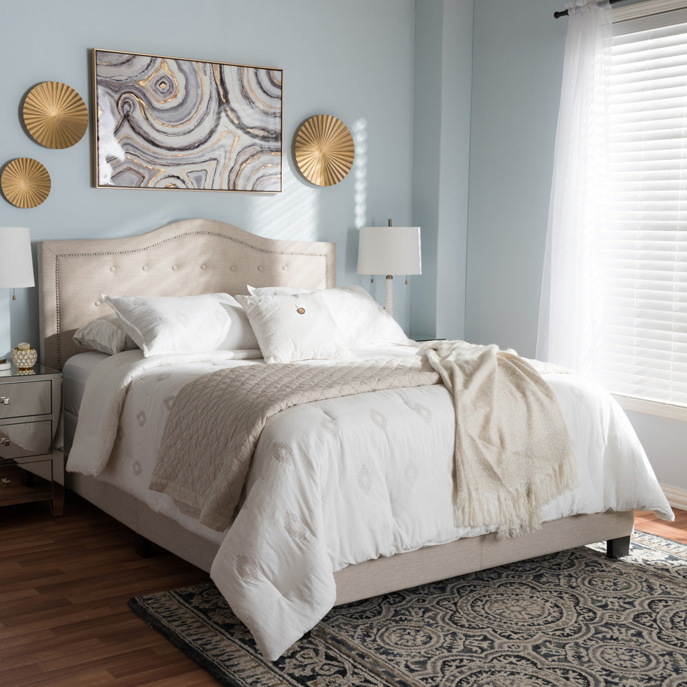 Baxton Studio - Emerson King Size Bed in Light Beige - CF8747-G-Light Beige-King view 6