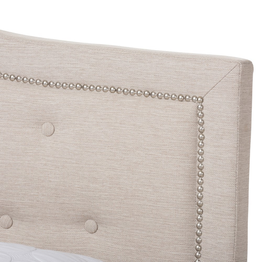 Baxton Studio - Emerson Queen Size Bed in Light Beige - CF8747-G-Light Beige-Queen view 4
