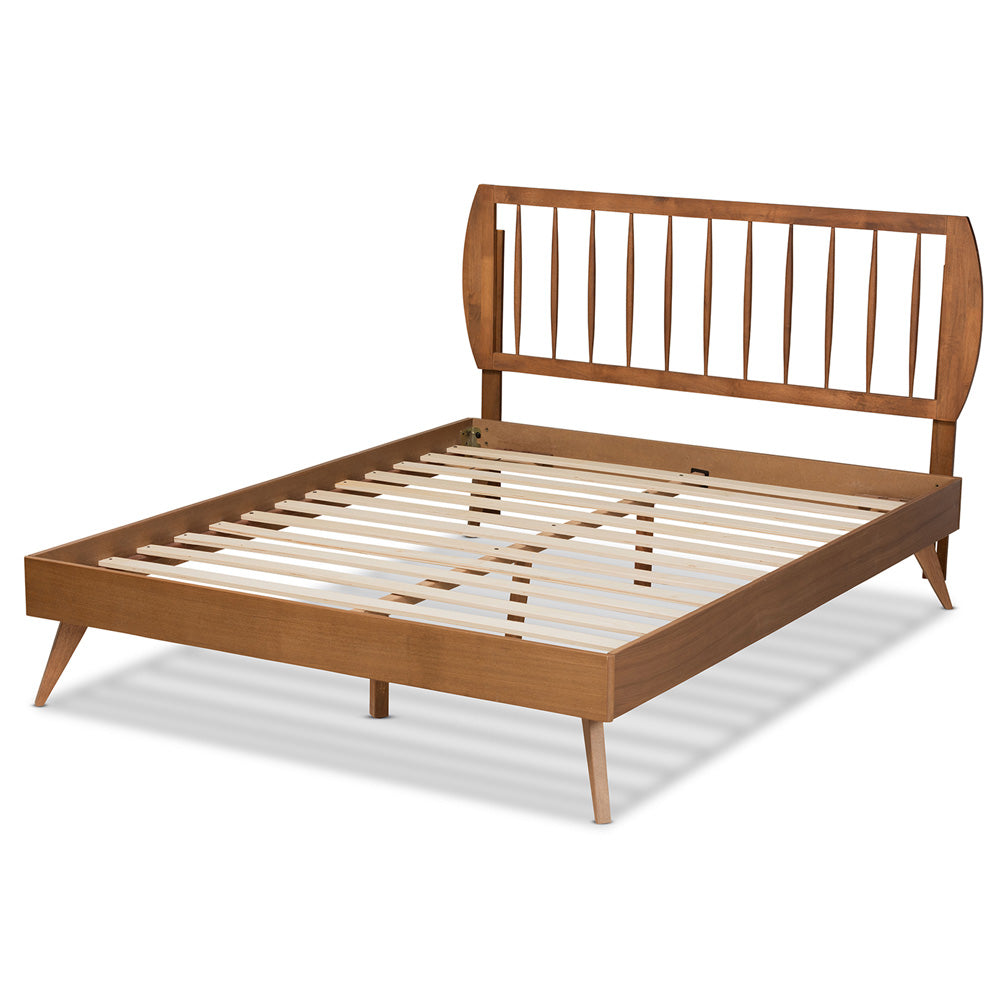 Baxton Studio - Emiko Full Size Bed in Walnut Brown  - Emiko-Ash Walnut-Full view 3