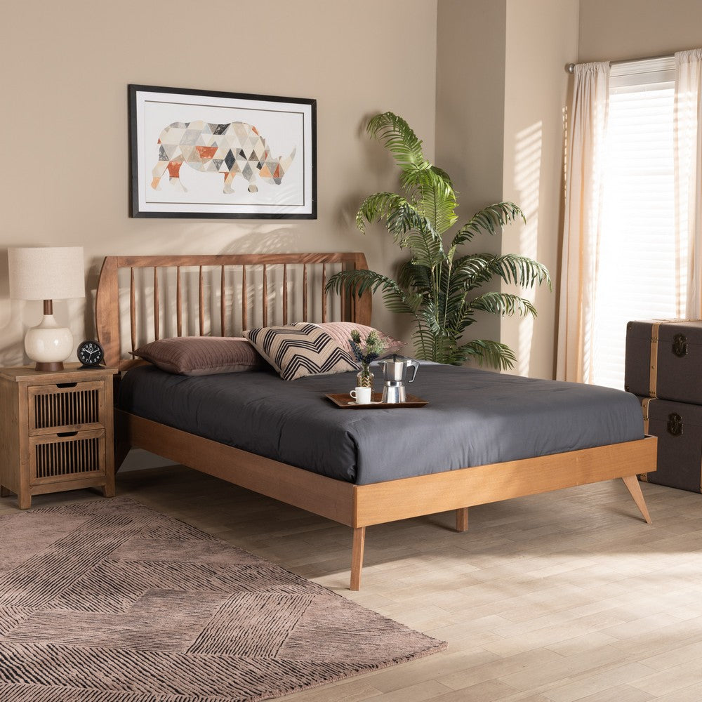 Baxton Studio - Emiko Full Size Bed in Walnut Brown  - Emiko-Ash Walnut-Full view 6