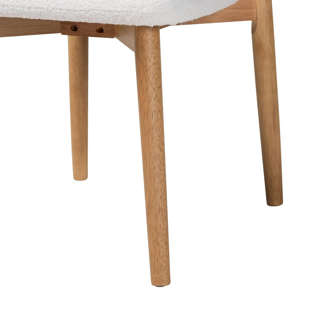 Baxton Studio - Emily Dining Set in White/Natural Brown - Emily-White Boucle/Natural-5PC Dining Set view 6