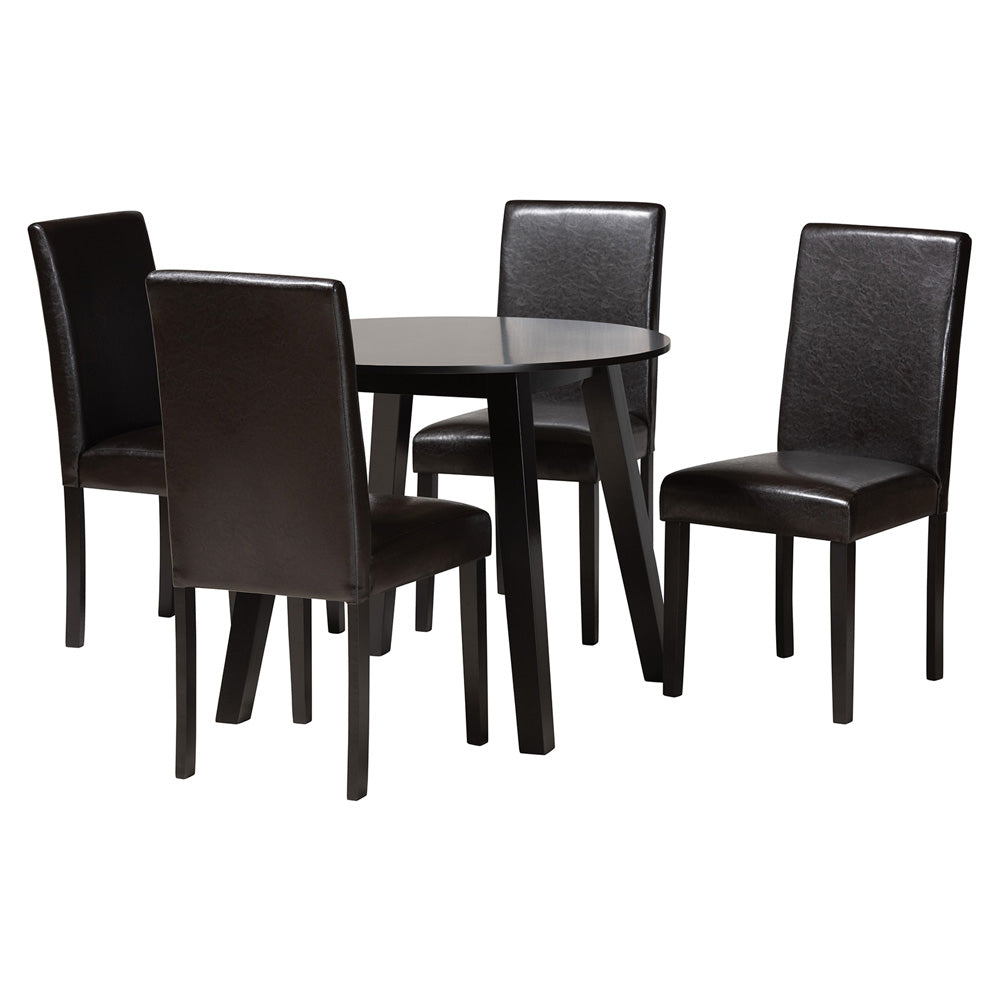 Baxton Studio - Emine Dining Set in Dark Brown/Espresso Brown - Emine-Dark Brown-5PC Dining Set view 1