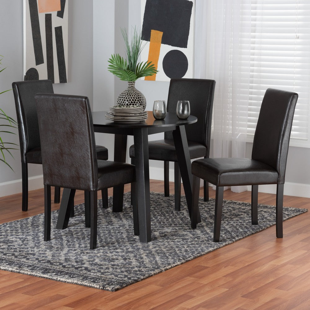 Baxton Studio - Emine Dining Set in Dark Brown/Espresso Brown - Emine-Dark Brown-5PC Dining Set view 8