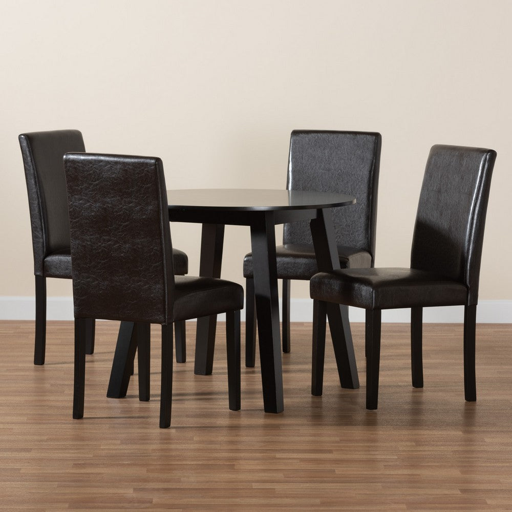 Baxton Studio - Emine Dining Set in Dark Brown/Espresso Brown - Emine-Dark Brown-5PC Dining Set view 9
