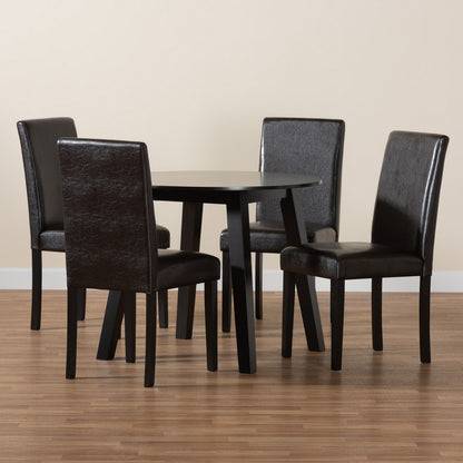 Baxton Studio - Emine Dining Set in Dark Brown/Espresso Brown - Emine-Dark Brown-5PC Dining Set view 9