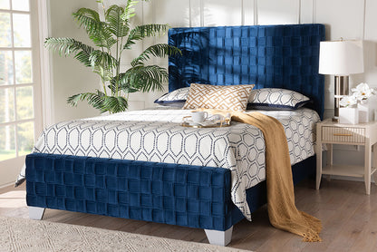 Baxton Studio - Emlyn Queen Size Bed - Emlyn-Navy Blue-Queen view 5