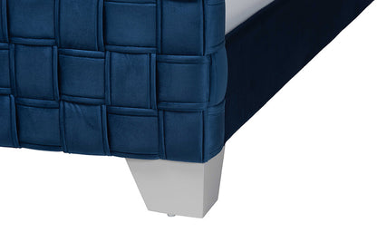 Baxton Studio - Emlyn Queen Size Bed - Emlyn-Navy Blue-Queen view 6
