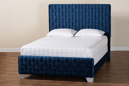 Baxton Studio - Emlyn Queen Size Bed - Emlyn-Navy Blue-Queen view 8