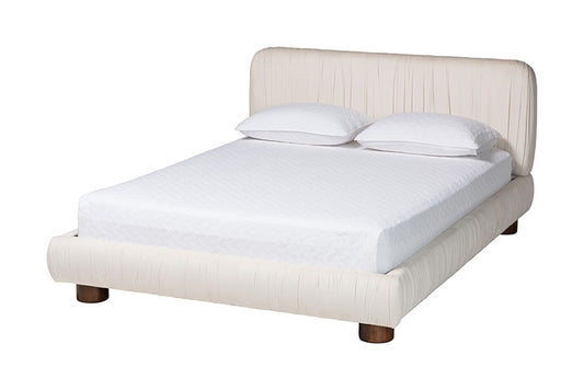 Baxton Studio - Emsley Queen Size Bed - BBT61217-Ivory/Walnut-Queen view 1