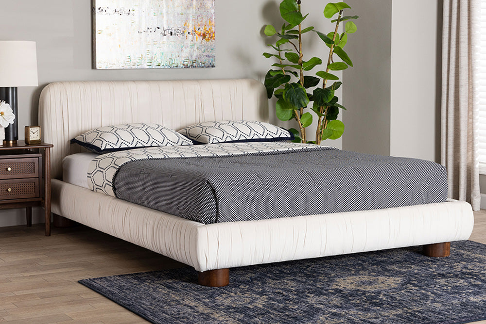 Baxton Studio - Emsley Queen Size Bed - BBT61217-Ivory/Walnut-Queen view 5