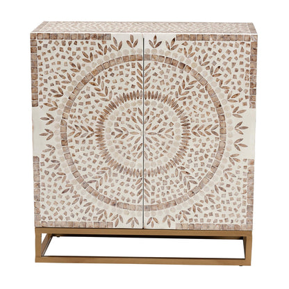 Baxton Studio - Ercilia Storage Cabinet in White/Floral Rustic Brown/Gold - F232-FT43-Cabinet view 3