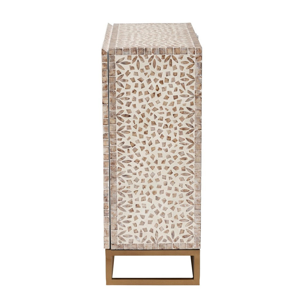 Baxton Studio - Ercilia Storage Cabinet in White/Floral Rustic Brown/Gold - F232-FT43-Cabinet view 4