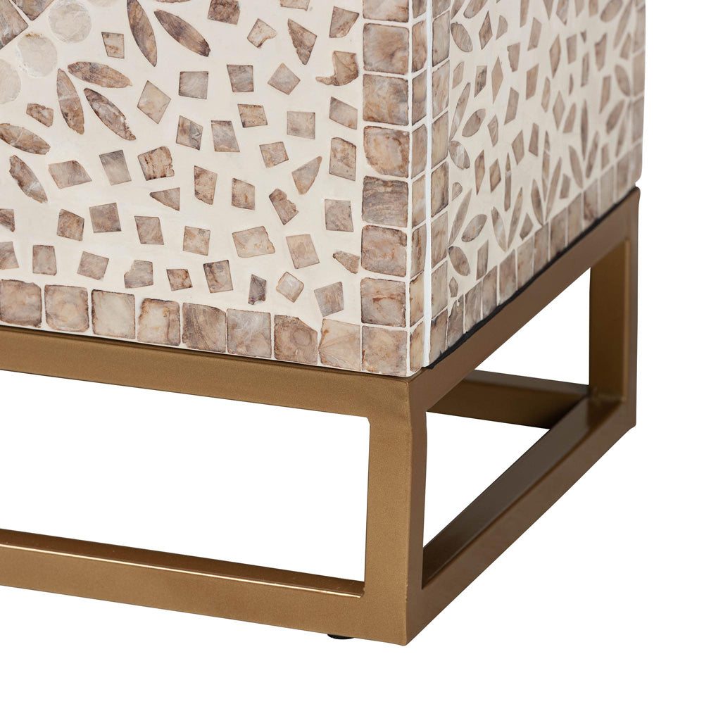 Baxton Studio - Ercilia Storage Cabinet in White/Floral Rustic Brown/Gold - F232-FT43-Cabinet view 6