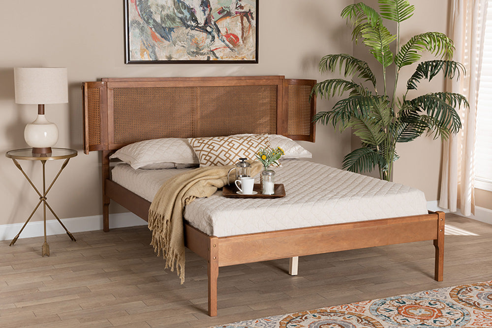 Baxton Studio - Eridian Full Size Daybed - MG0070-Walnut Rattan-Full view 5