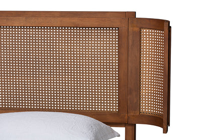 Baxton Studio - Eridian Queen Size Bed - MG0070-Walnut Rattan-Queen view 4