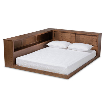Baxton Studio - Erie Queen Size Bed in Walnut - MG0031-Walnut-Queen view 1